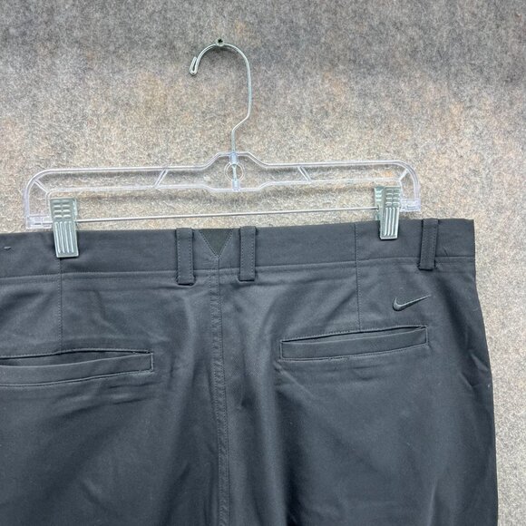 Nike Pants 36x32 Black Dri Fit Athletic Chino Flat Front Trouser Stretch Golf - Picture 8 of 9